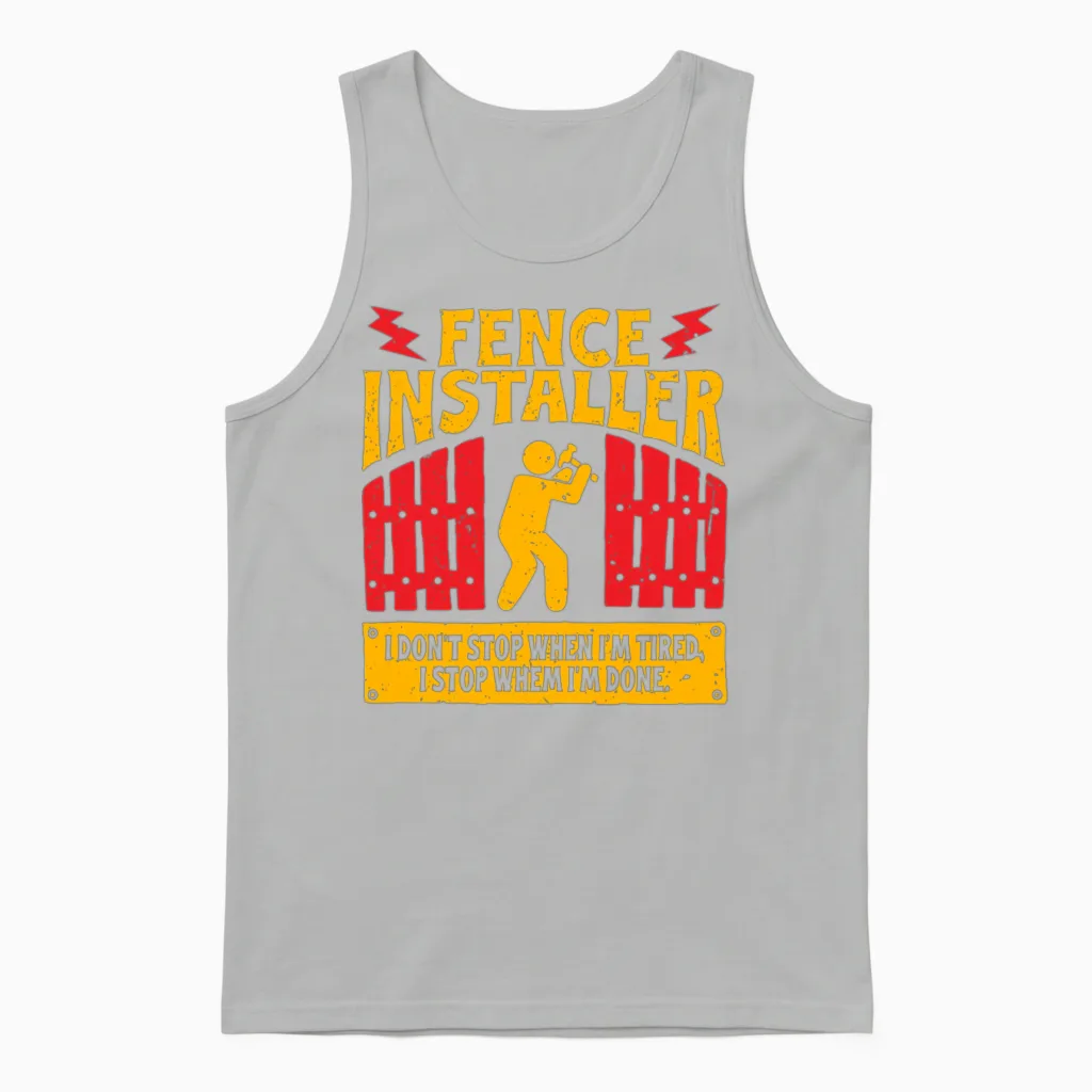 Fence Installer Unisex Tank Top in Ash