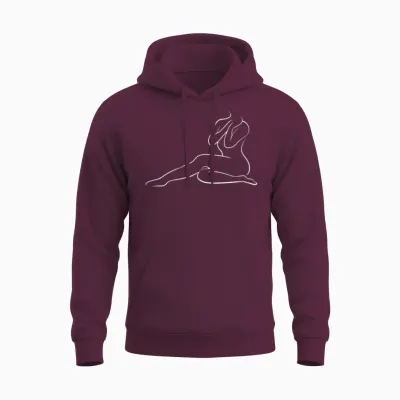 Outline Nude Portrait Oneline One Line Feminism Unisex Hoodie - Maroon