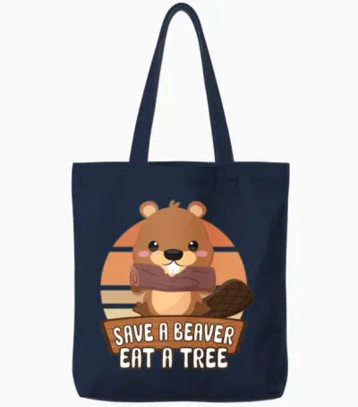 Beaver Fan Beaver Lover Funny Beaver Gift Tote Bags - Navy