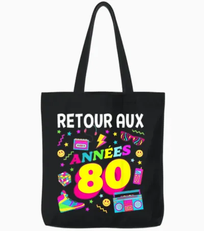 Party 80s Birthday Party 80s Retro Style T-Shirt, Black, S Tote Bags - Black