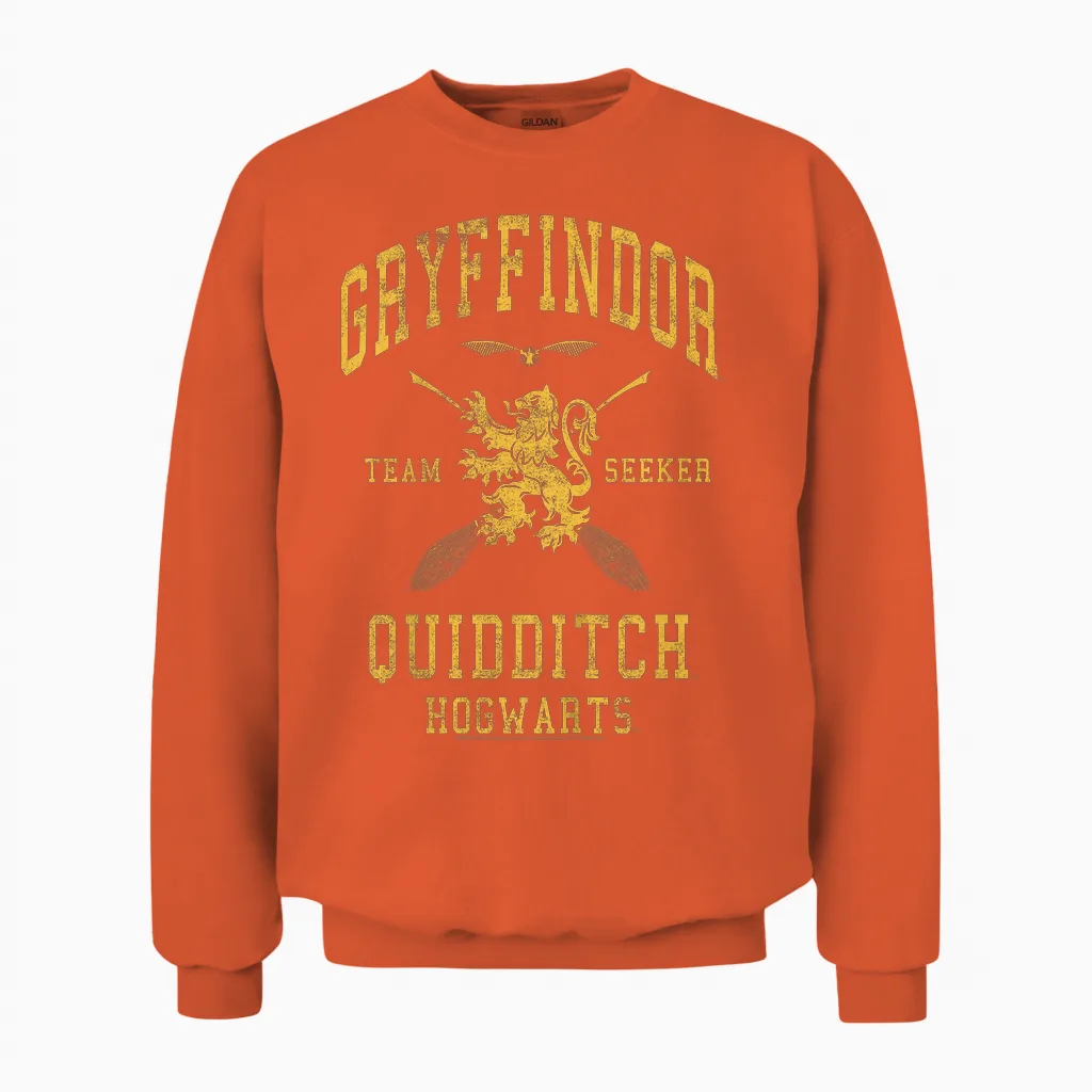 Kids Harry Potter Gryffindor Team Seeker Text Unisex Sweatshirt in Orange