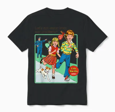 Run Away from Our Problems Sarcastic Retro Funny Adult Humor Unisex T-Shirt - Black