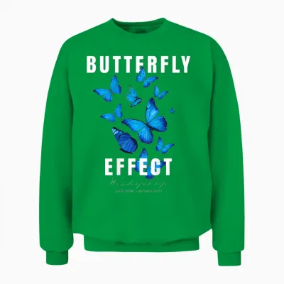 Butterfly Effect T-Shirt Backprint Techno Festival Tekk Unisex Sweatshirt - Irish Green