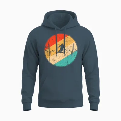 Ski Retro Heartbeat Unisex Hoodie - Dark Heather