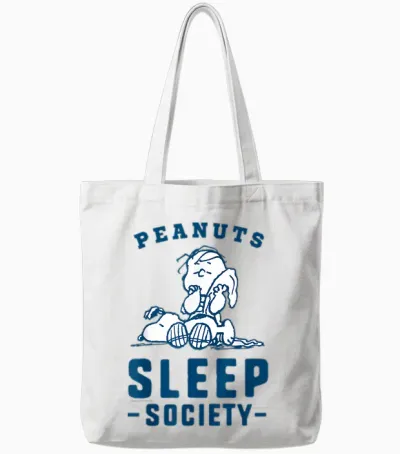 Peanuts Snoopy Linus Sleep Society Nap Time Classic Friends Tote Bags - White