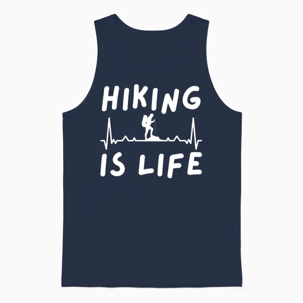 Hiking Is Life & Outdoors Unisex Tank Top in Navy