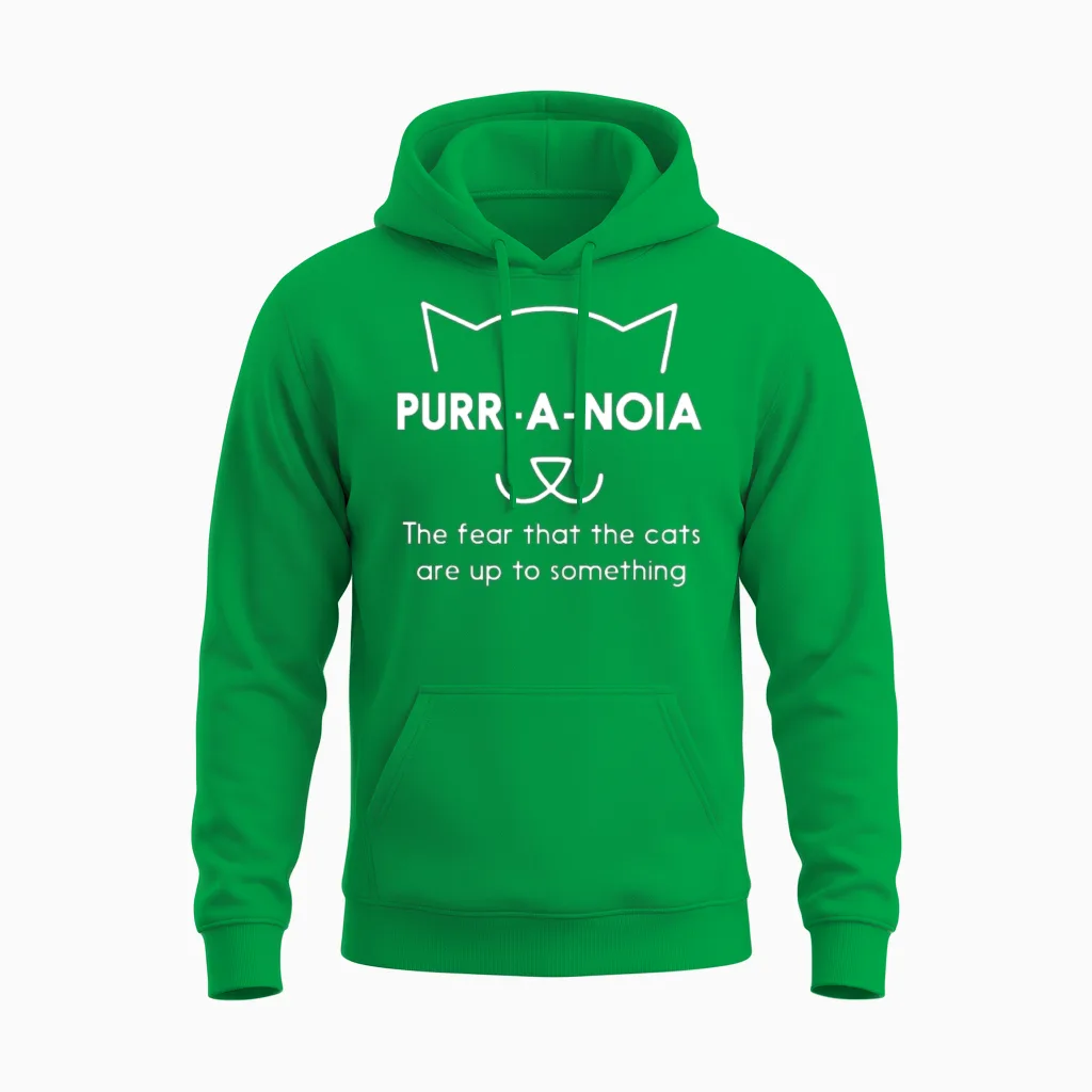Purr a Noia Funny Cat Animal Unisex Hoodie in Irish Green