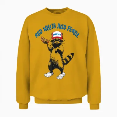 Funny Raccoon 4th of July Patriotic Cute Red White and Feral Unisex Sweatshirt - Gold