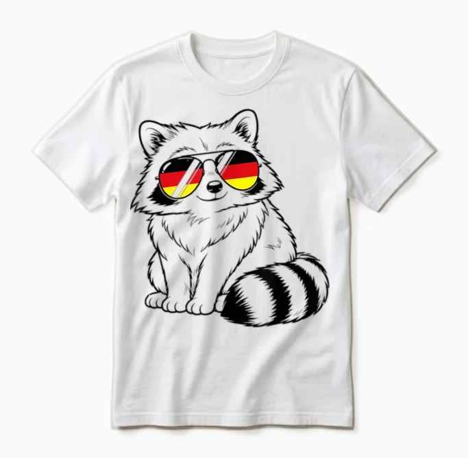Deutsche Flagge Waschbär Deutsch Deutschland Waschbären Unisex T-Shirt in White