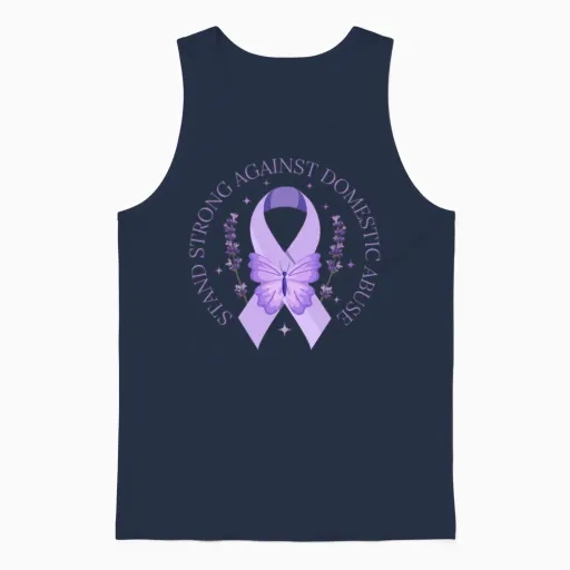 Stand Strong Domestic Purple Ribbon Survivor Unisex Tank Top - Navy