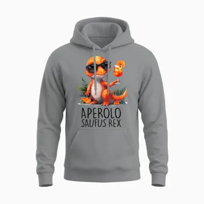 Aperolo Saufus Rex X Hallöchen Aperöchen Dino Spray T-Shirt, White Unisex Hoodie - Sport Grey