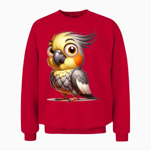 Funny Cockatiel Unisex Sweatshirt in Red