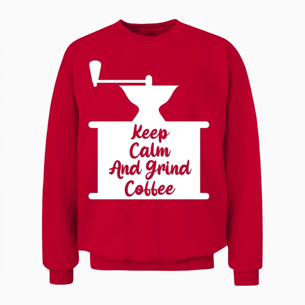 Funny Manual Coffee Grinder Coffee Beans Unisex Sweatshirt in Red