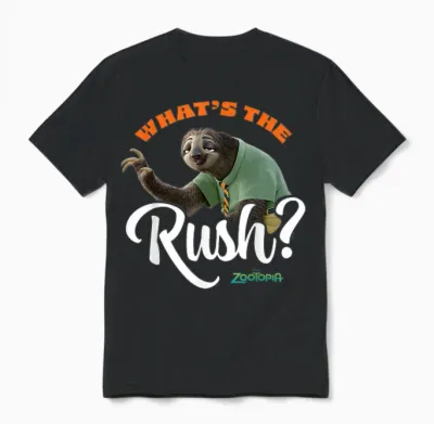 Zootopia - Flash Sloth What's the Rush Unisex T-Shirt - Black