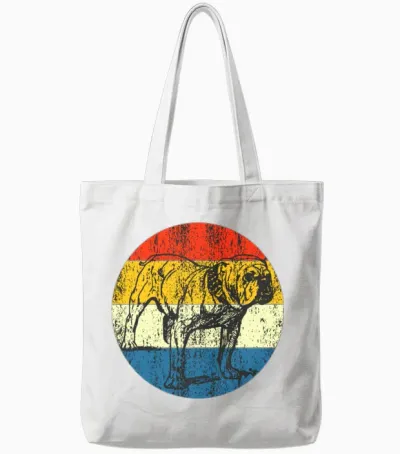 Vintage Dog Retro Sunset Tote Bags - White