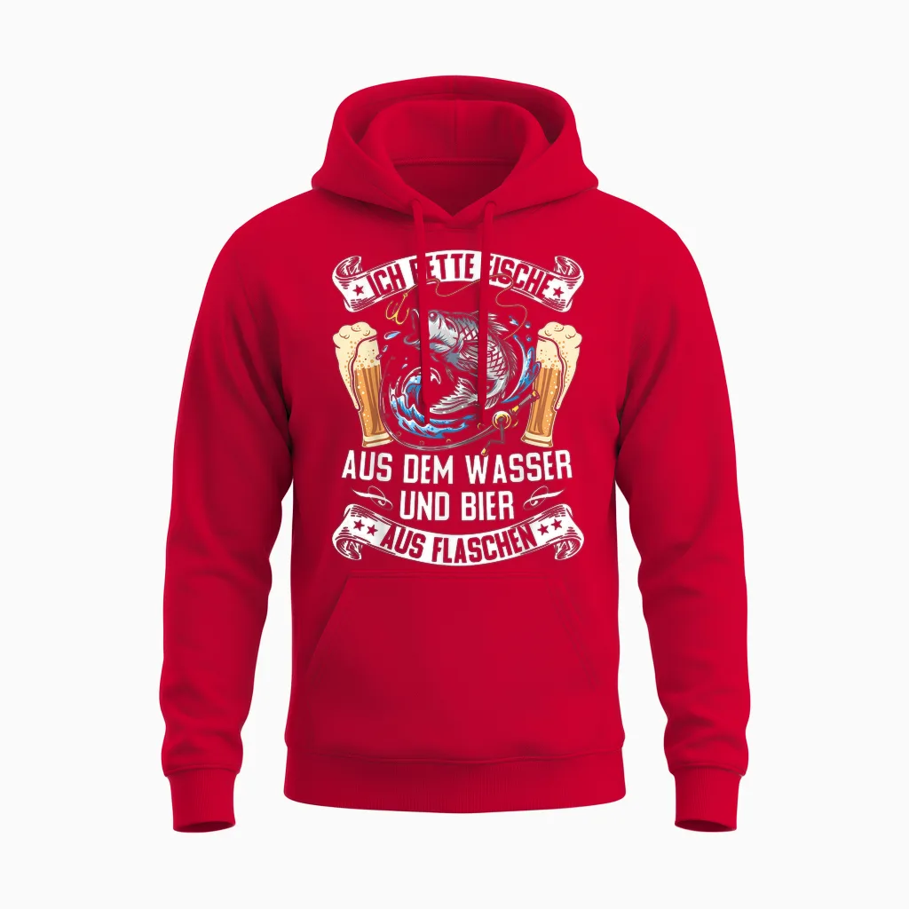 Ich Rette Fische Aus Dem Wasser Hecht Man Carp Fishing Unisex Hoodie in Red