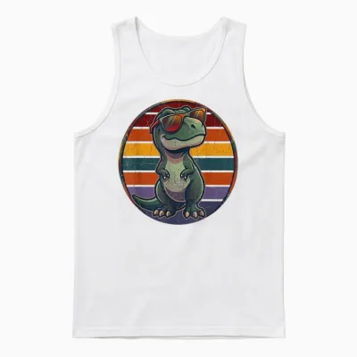 T-Rex Retro Männer Kinder Frauen Lustiger Dinosaurier Unisex Tank Top - White