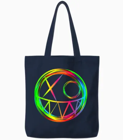 Edm Music Festival Electro Rave Face Techno T-Shirt, Black, S Tote Bags - Navy