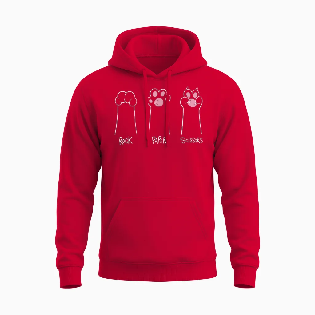 Ciseaux En Papier Minimaliste Motif Pattes De Chat Unisex Hoodie in Red
