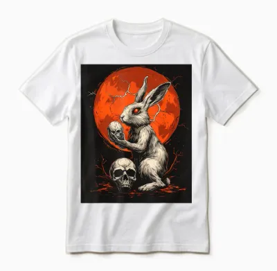 Kaninchen Totenkopf Mond Herren Gothic Damen Totenkopf Hase Unisex T-Shirt - White