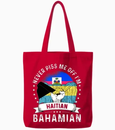 Haiti Flag Bahamas Grown Funny Humor Citizen Tote Bags - Red