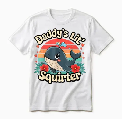 Papas Kleiner Squirter Unangemessener Lustiger Peinlicher Unisex T-Shirt - White