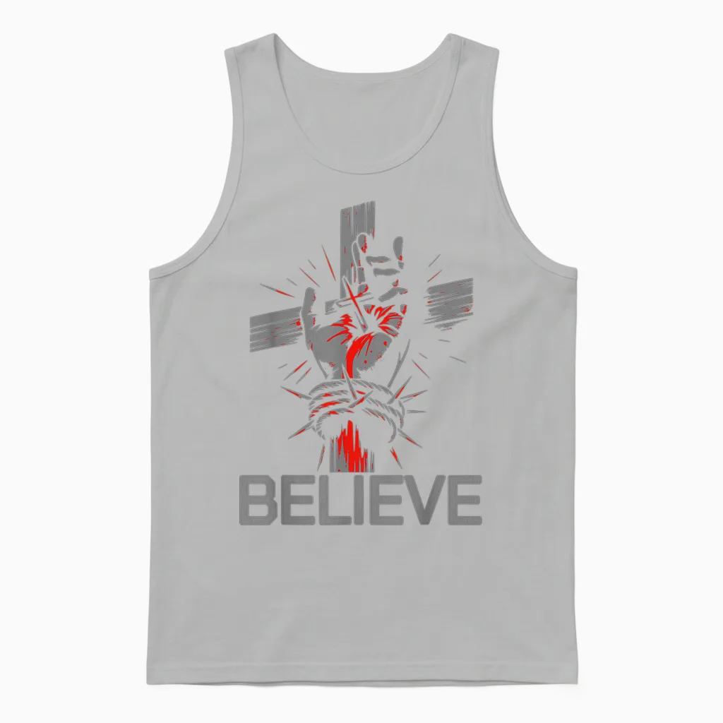 Jesus: Believe the Way, the Truth, the Life Unisex Tank Top in Ash