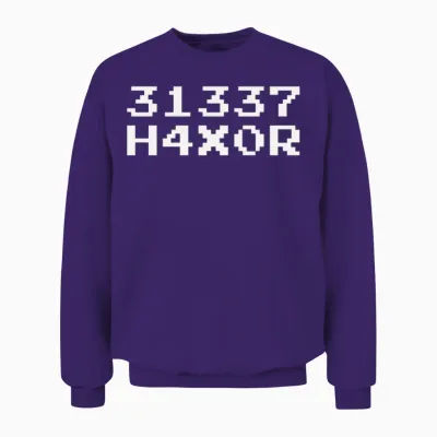 31337 H4x0r Hax0r Haxor Hacker Leet N00b Speak Unisex Sweatshirt - Purple