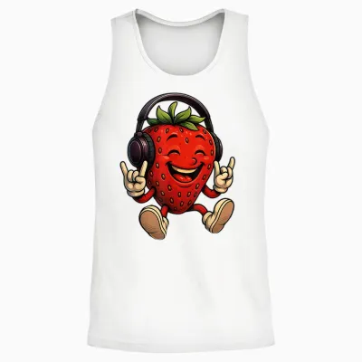 Erdbeere Am Rocken | Süßes Erdbeermotiv Mit Pommesgabel Unisex Tank Top - White
