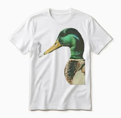 Mallard Smoking Cigarette Meme Funny Mallard Duck Hunting Unisex T-Shirt - White