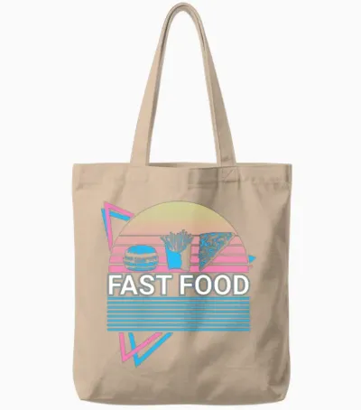 Fast Food Retro Tote Bags - Natural