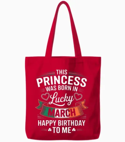 This Princess Was Born in March Patrick's Day Tote Bags - Red