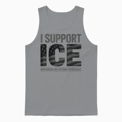 I Support Ice, Immigration Officers American Flag Vintage Unisex Tank Top - Sport Grey