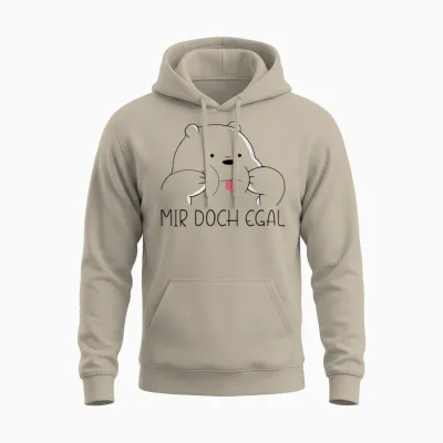 Mir Doch Egal Bär Funny Slogan Women's Men's T-Shirt, White Unisex Hoodie - Sand