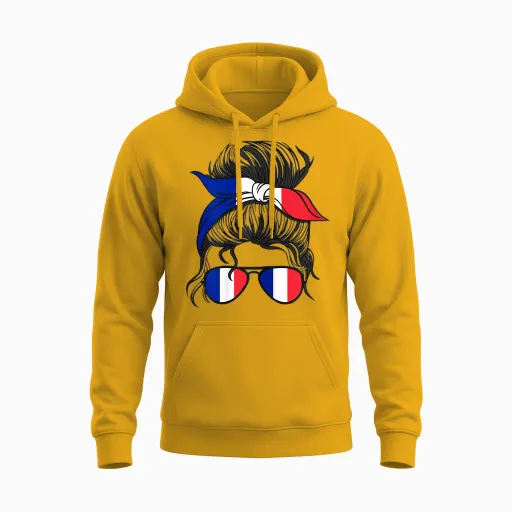 French Girl France French Girl France Women French Unisex Hoodie - Gold