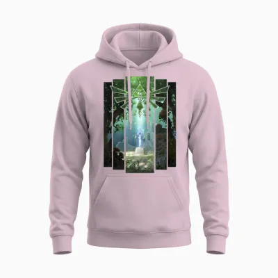Nintendo Zelda the Master Sword Lost Woods Artwork Unisex Hoodie - Light Pink