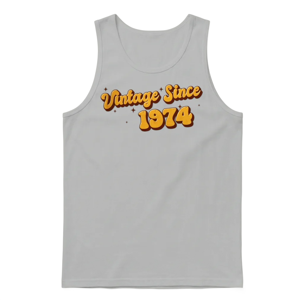Vintage Since 1974 49 Years Old - Groovy 49th Unisex Tank Top - Ash