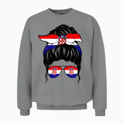 Kroatisches Mädchen Kroatien Kroatische Flagge Stolze Kroatische Frau Unisex Sweatshirt - Sport Grey