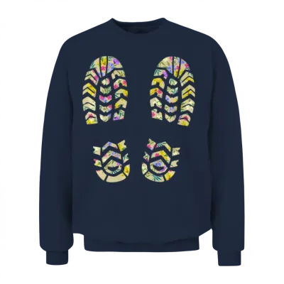 Funny Hiking Mountains Nature Outdoor Footprints Unisex Sweatshirt - Navy