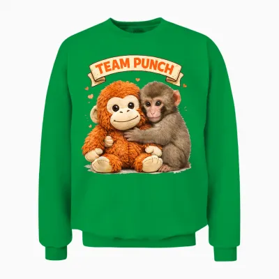 Cute Monkey Punch Panchi Kun Japan Baby Monkey Team Punch Unisex Sweatshirt - Irish Green