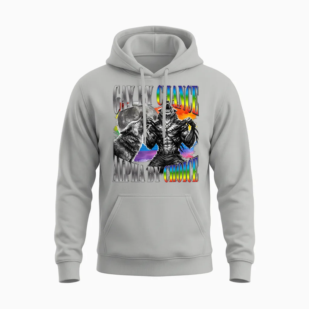 Zufällig Homosexuell Alpha Von Choice Alpha Wolf Lgbt-Sigma-Grafik Unisex Hoodie in Ash