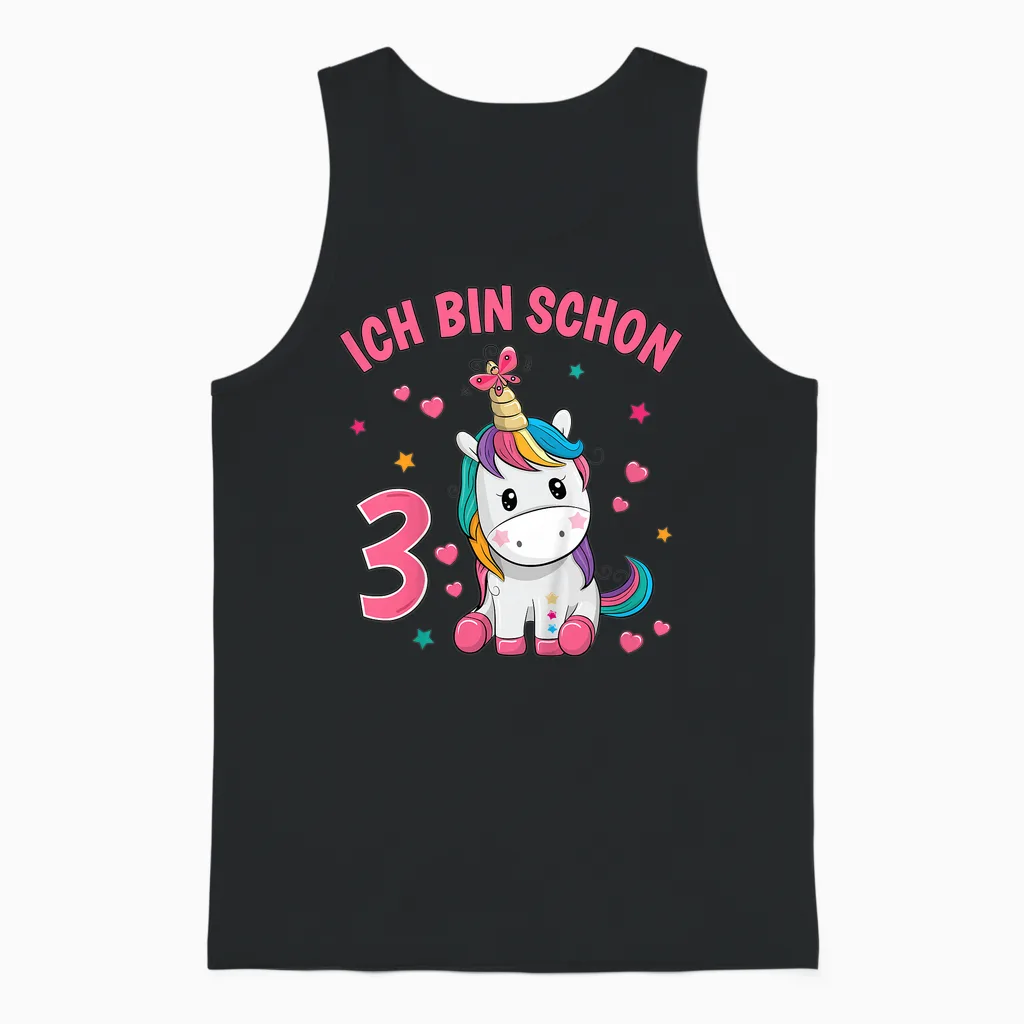 3 Jahre Alt 3 Geburtstag Mädchen Einhorn Geschenke Unisex Tank Top in Black