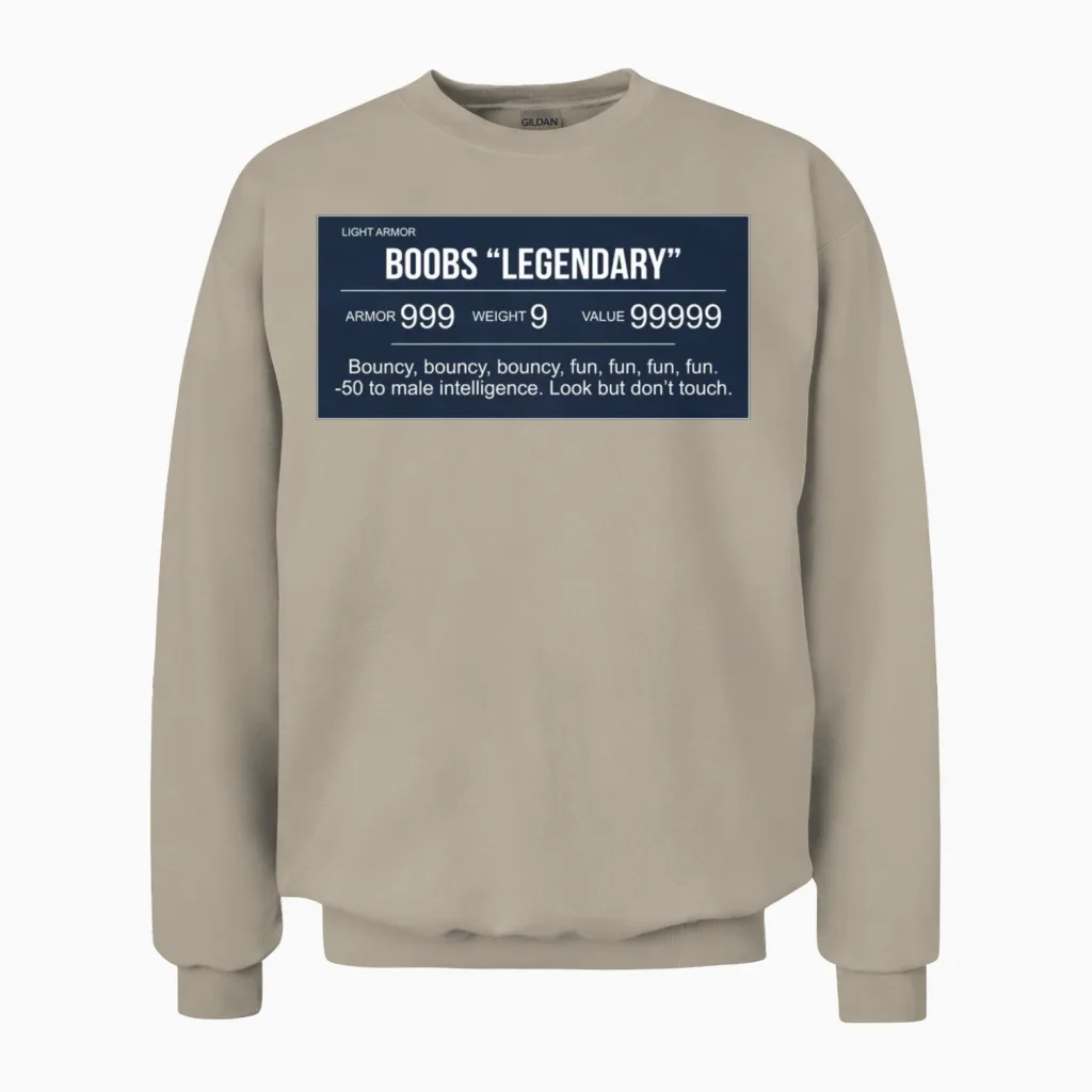 Boobs Legendary Funny Unisex Sweatshirt in Sand