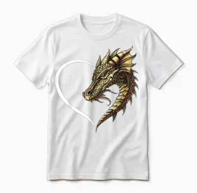 Drachen-T-Shirts Für Damen, Mädchen, Kinder, Drachen-T-Shirt, Herz Unisex T-Shirt - White