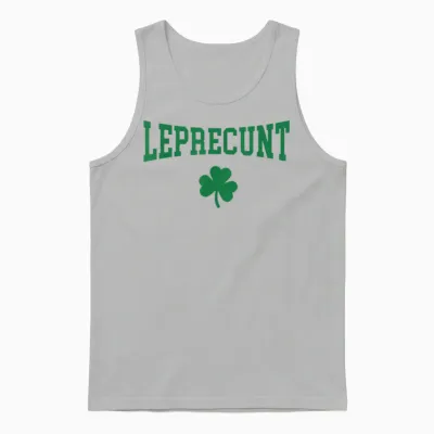 Leprecunt Irish St Patricks Day Funny Shamrock Unisex Tank Top - Ash