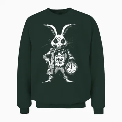 The White Rabbit in Wonderland Scary Horror Unisex Sweatshirt - Forest
