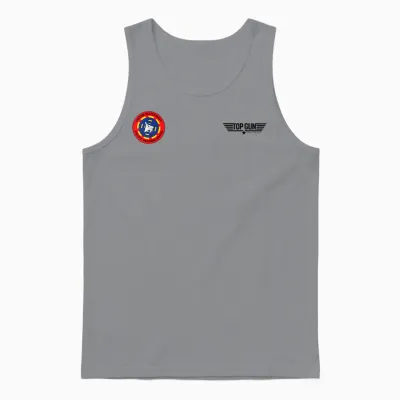 Top Gun Us Navy Fighter Weapons School T-Shirt Badge Unisex Tank Top - Sport Grey