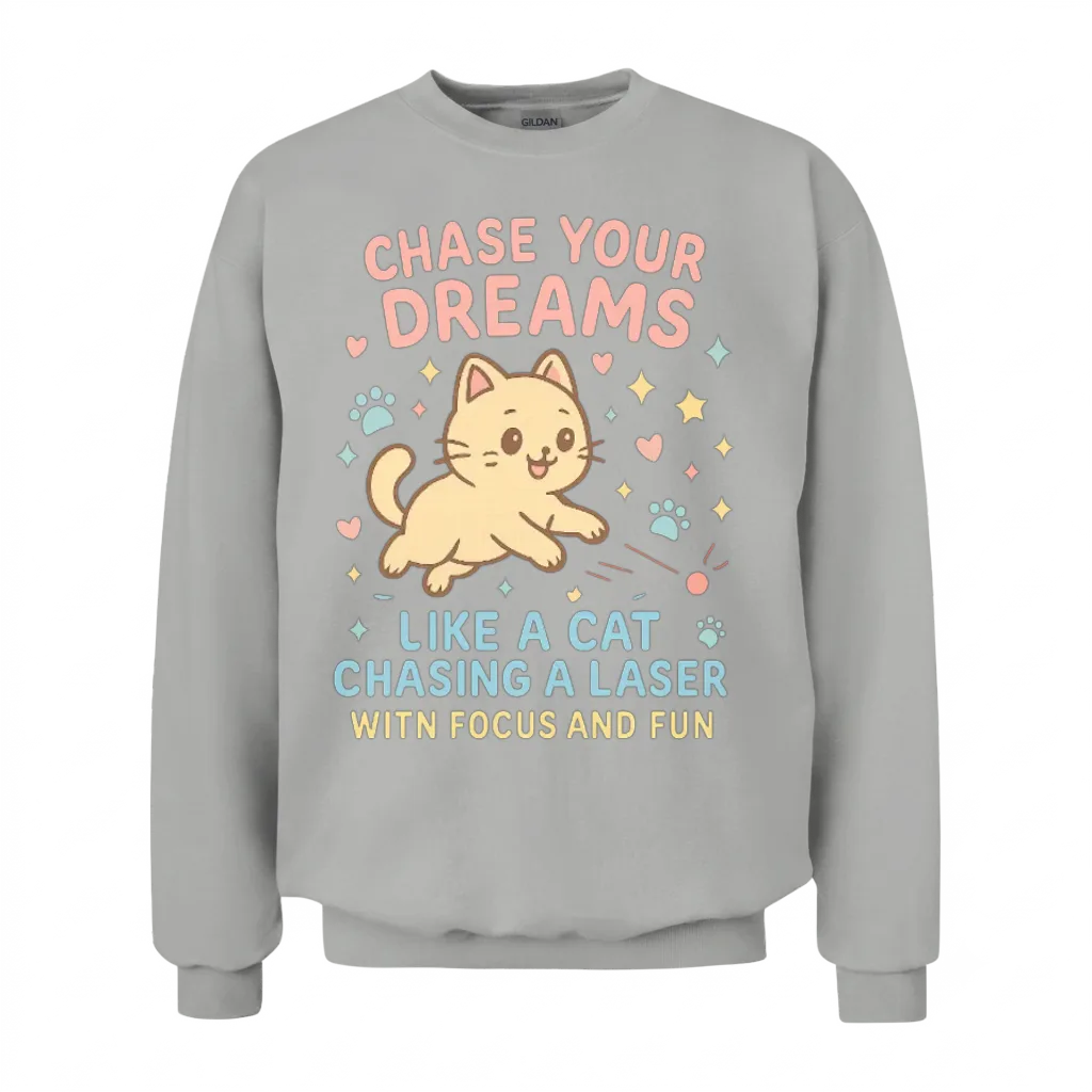 Chase Your Dreams Cat β Lovers Gift Unisex Sweatshirt - Ash