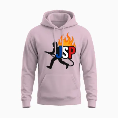Jsp Silhouette Flame - Young Firefighter in Action T-Shirt, Black, S Unisex Hoodie - Light Pink