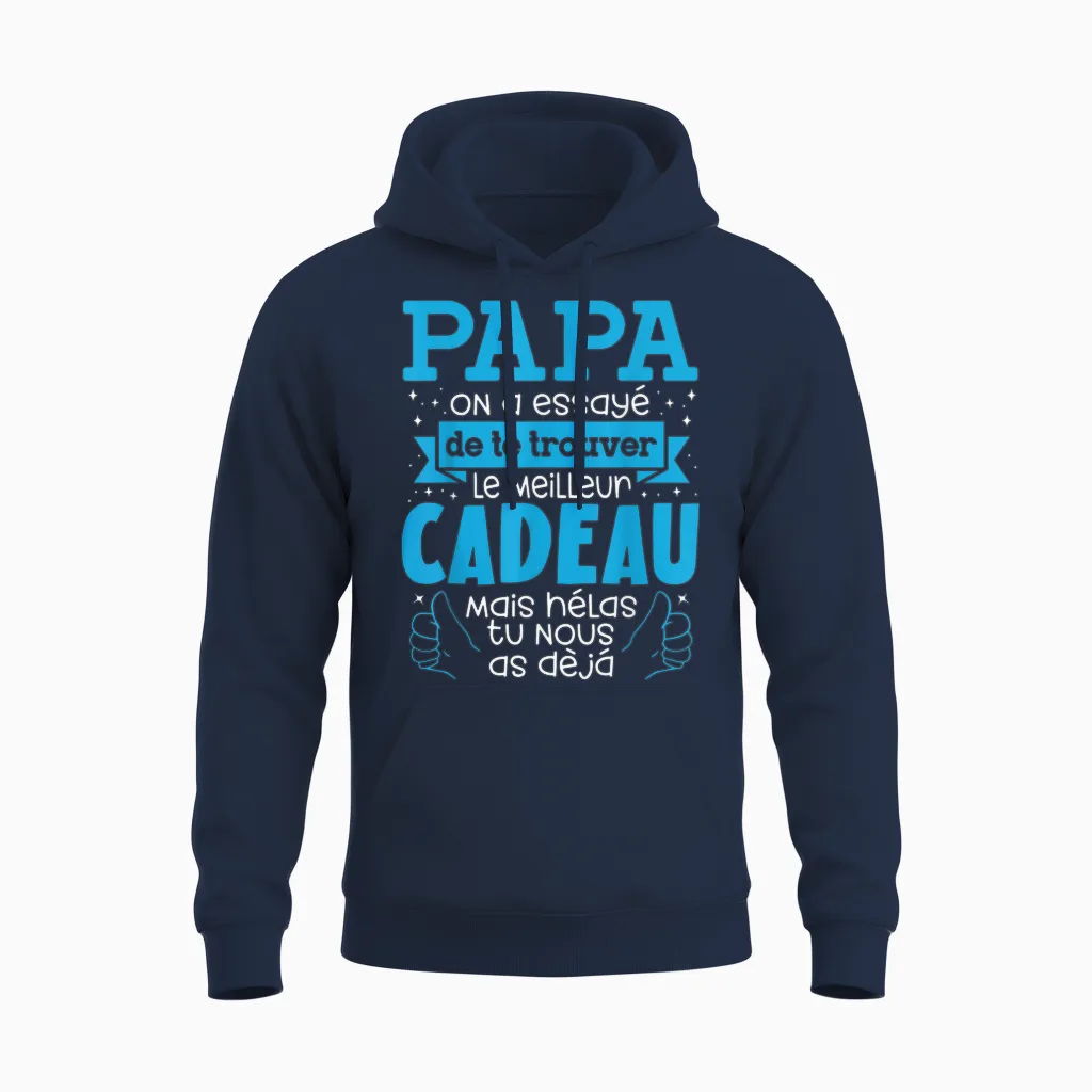 Father's Day Gift Dad Tried to Find Best T-Shirt, Black, S Unisex Hoodie in Navy